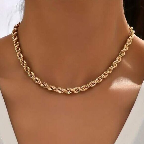18K Gold Filled Rope Chain Necklace - Picture 1 of 4